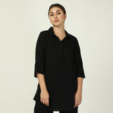 Skipper Collar Tunic Set Of 2 - Tunic & Pants - Black